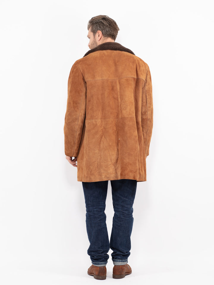 Vintage 70's Men Suede Sherpa Coat in BrownZ2669