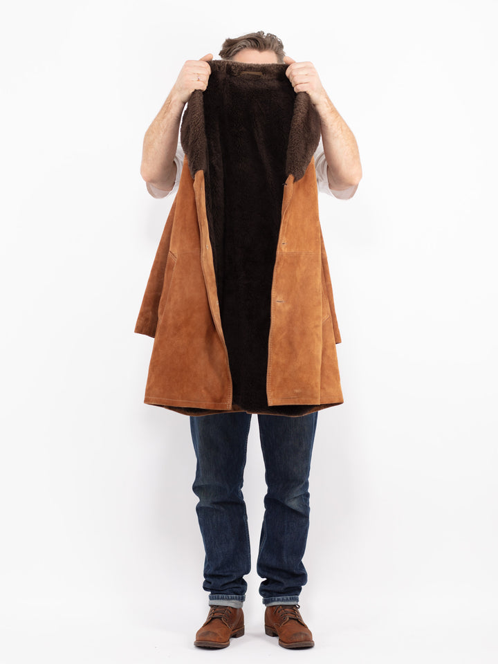 Vintage 70's Men Suede Sherpa Coat in BrownZ2669