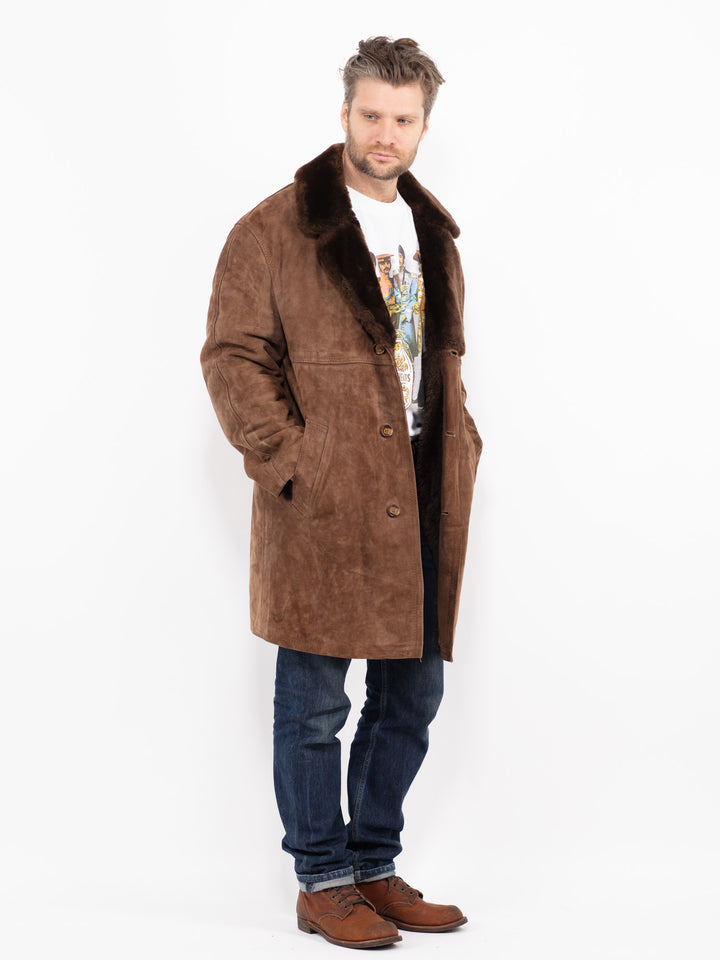 Vintage 70's Men Suede Sherpa Coat in BrownZ2670