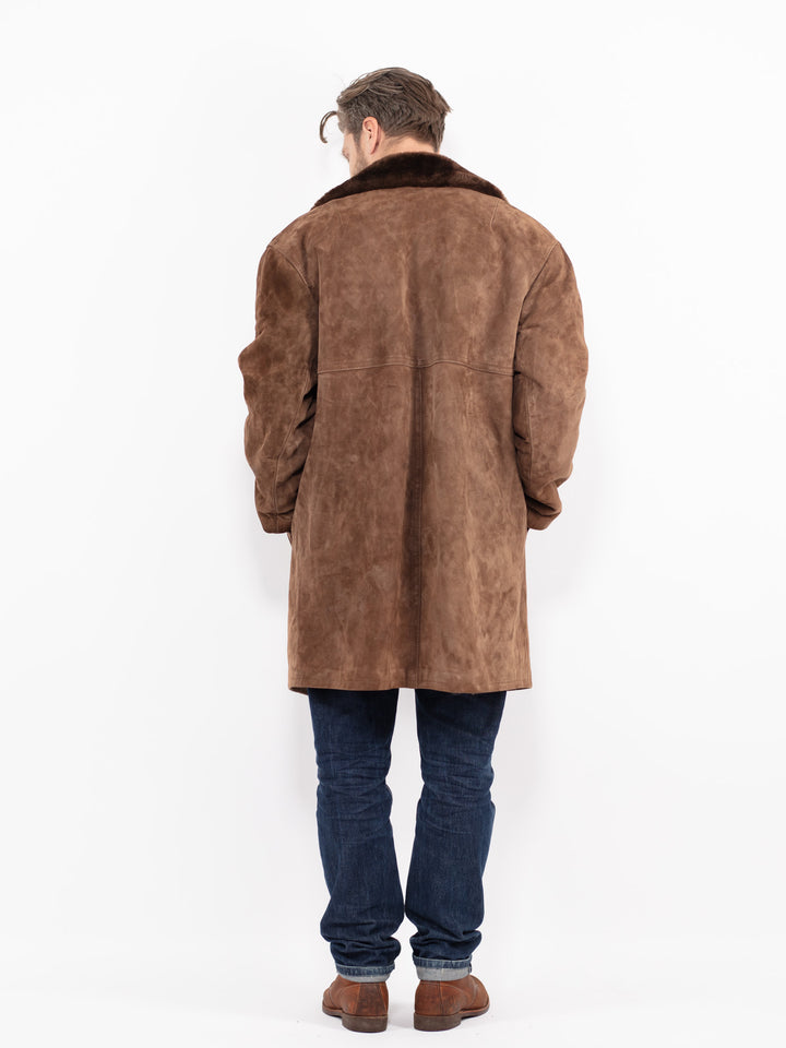 Vintage 70's Men Suede Sherpa Coat in BrownZ2670