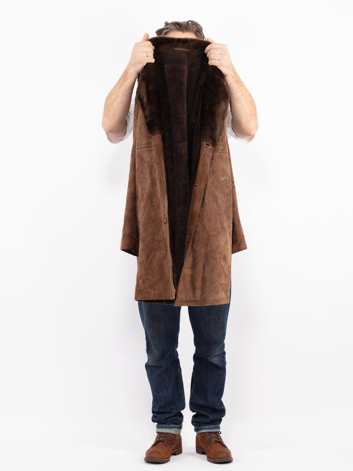 Vintage 70's Men Suede Sherpa Coat in BrownZ2670
