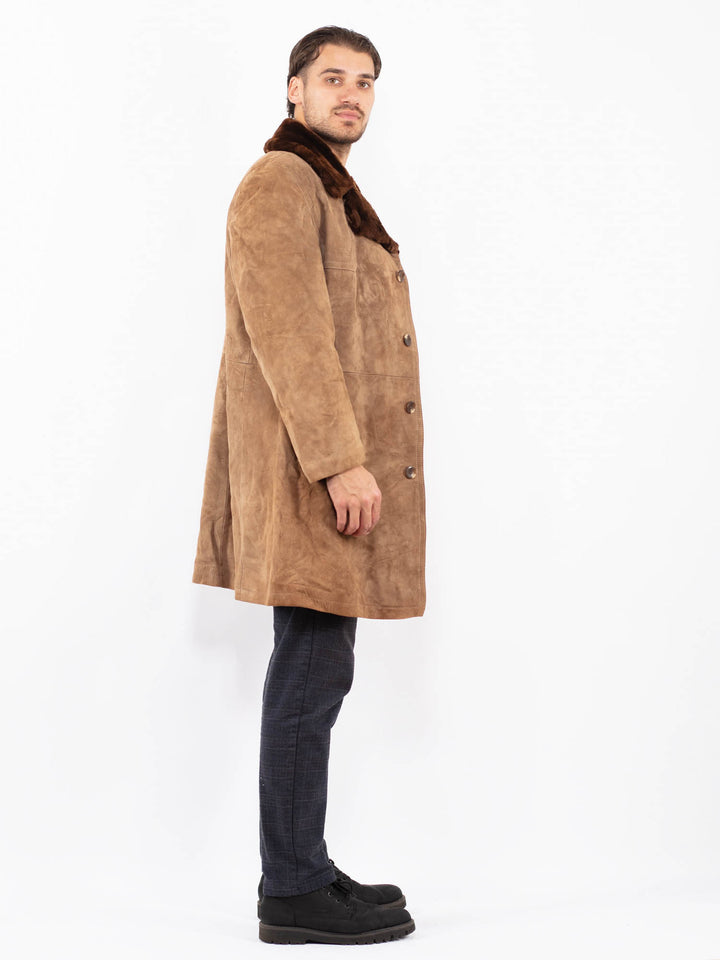 Vintage 70's Men Suede Sherpa Coat in BeigeZ2386