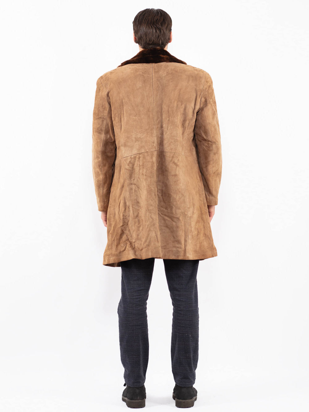 Vintage 70's Men Suede Sherpa Coat in BeigeZ2386
