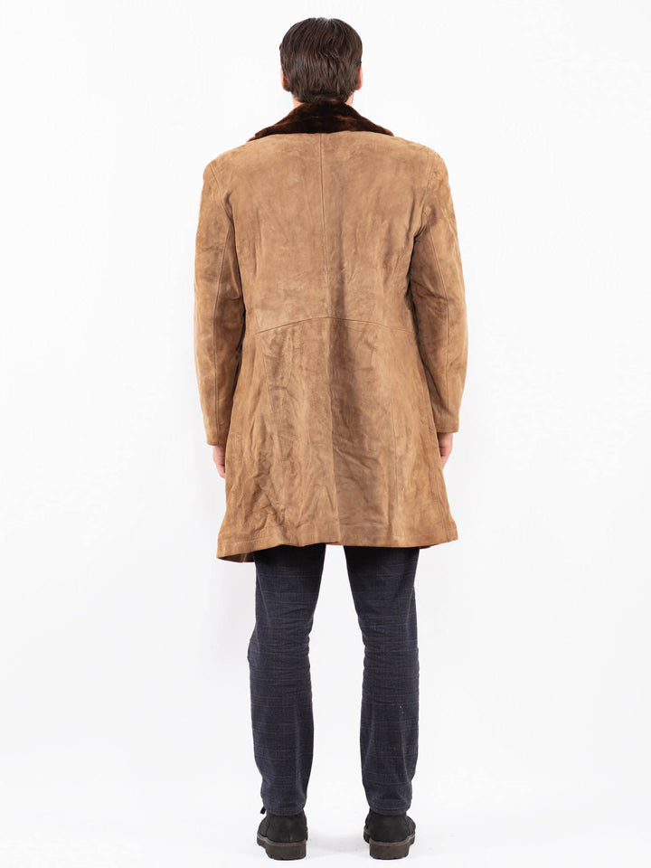 Vintage 70's Men Suede Sherpa Coat in BeigeZ2386