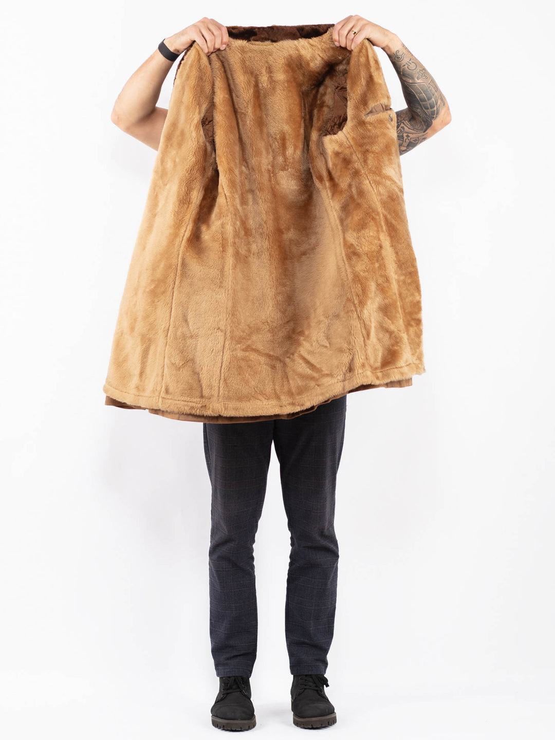 Vintage 70's Men Suede Sherpa Coat in BeigeZ2386