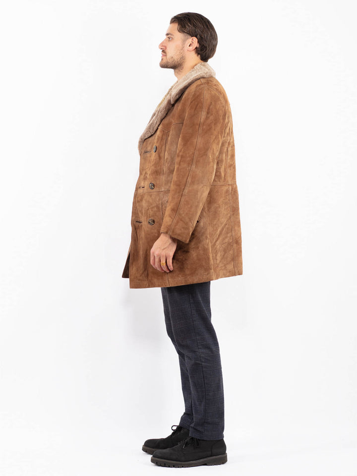 Vintage 70's Men Suede Sherpa Coat in BrownZ2389