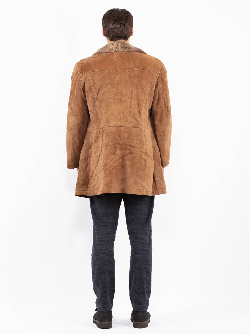 Vintage 70's Men Suede Sherpa Coat in BrownZ2389