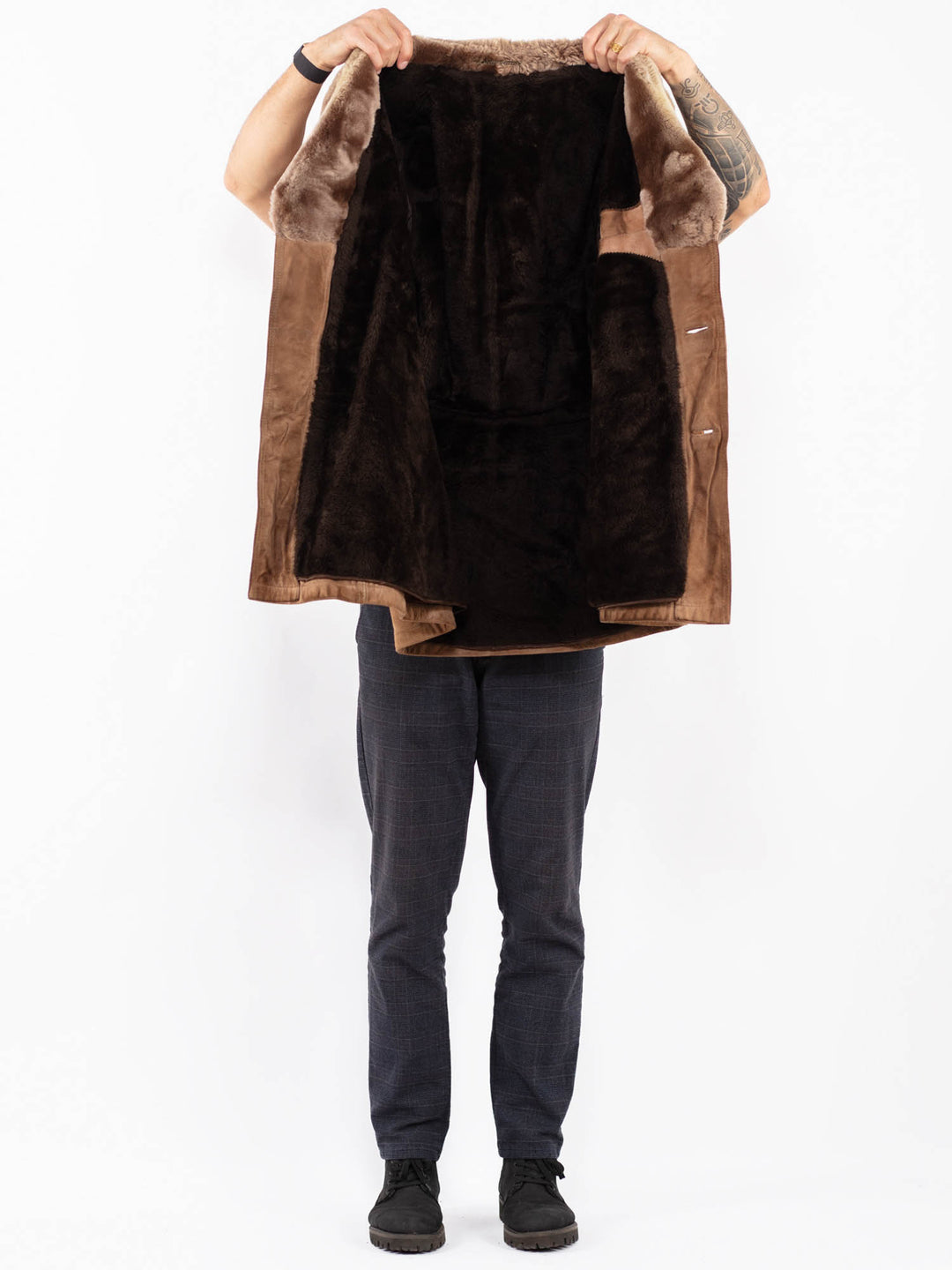 Vintage 70's Men Suede Sherpa Coat in BrownZ2389