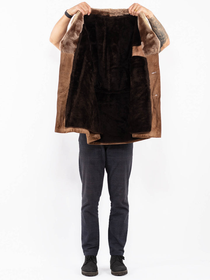 Vintage 70's Men Suede Sherpa Coat in BrownZ2389