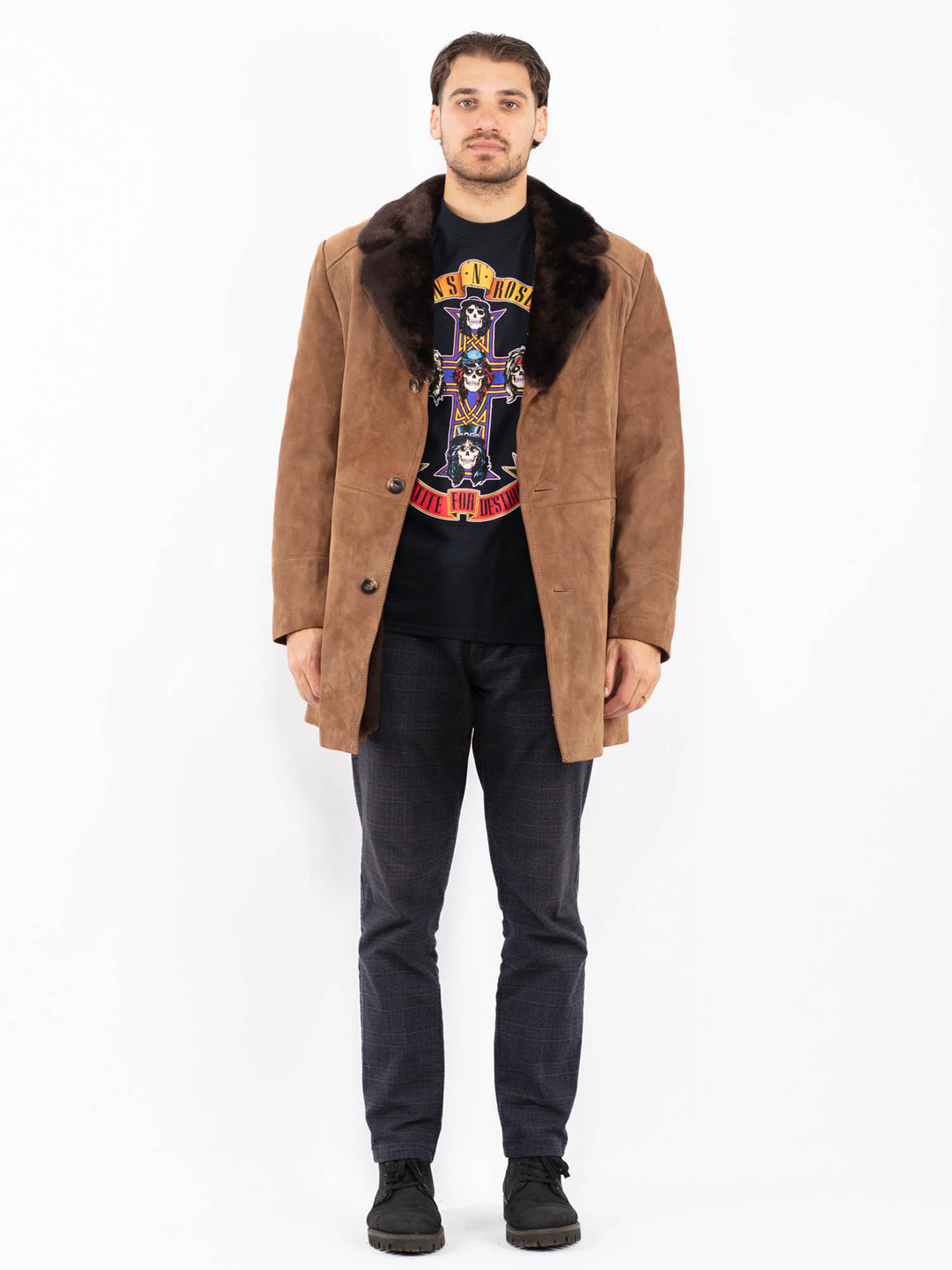 Vintage 70's Men Suede Sherpa Coat in BrownZ2392