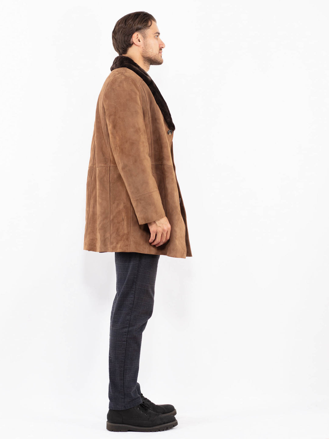 Vintage 70's Men Suede Sherpa Coat in BrownZ2392