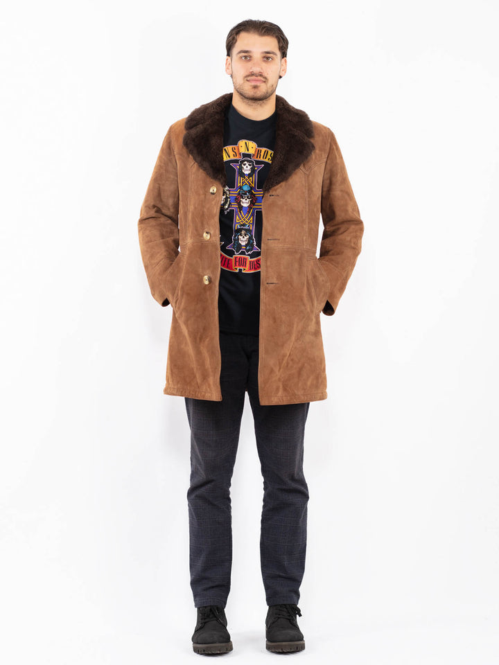 Vintage 70's Men Suede Sherpa Coat in BrownZ2397