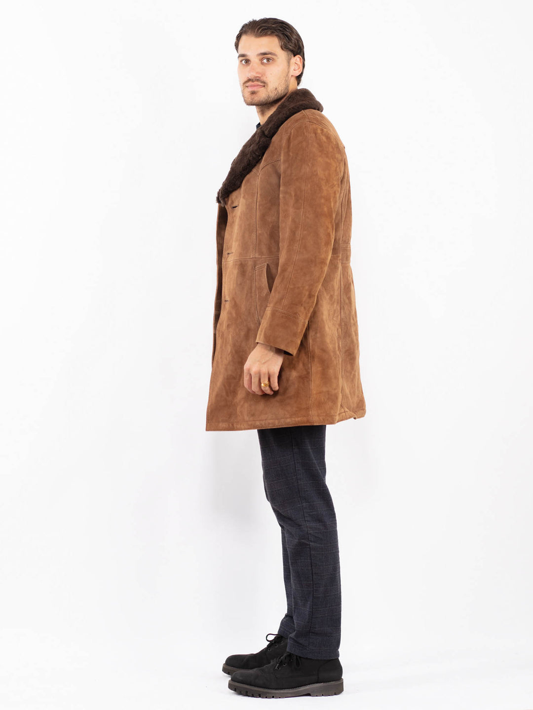 Vintage 70's Men Suede Sherpa Coat in BrownZ2397