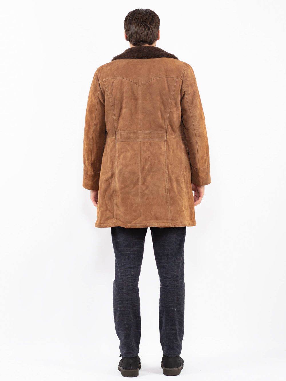 Vintage 70's Men Suede Sherpa Coat in BrownZ2397