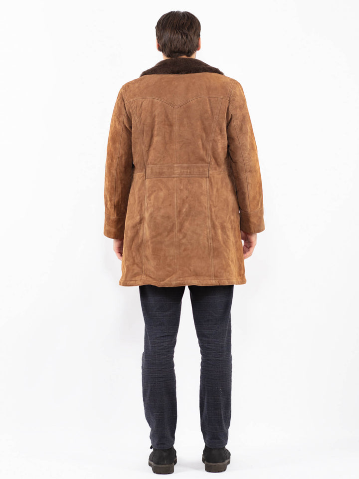 Vintage 70's Men Suede Sherpa Coat in BrownZ2397
