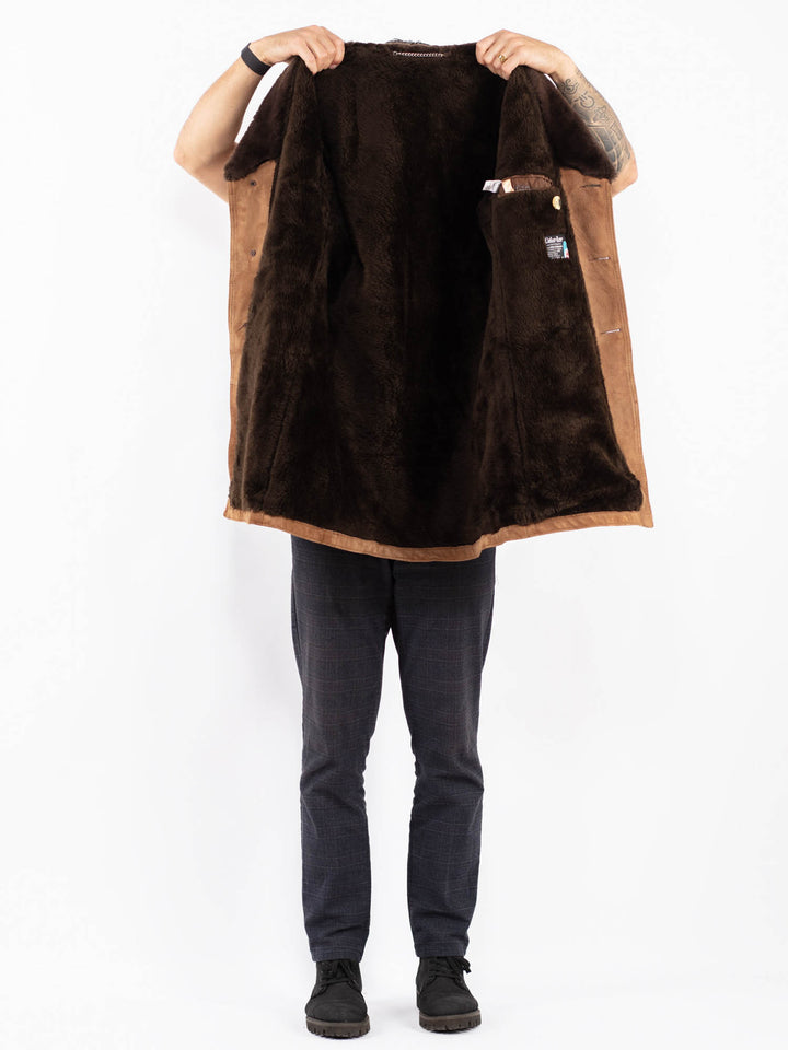 Vintage 70's Men Suede Sherpa Coat in BrownZ2397