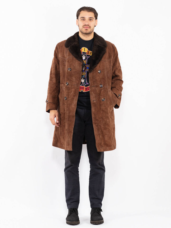 Vintage 70's Men Suede Sherpa Coat in BrownZ2402