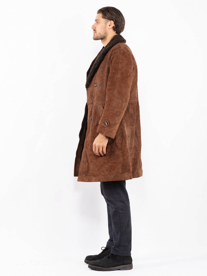 Vintage 70's Men Suede Sherpa Coat in BrownZ2402