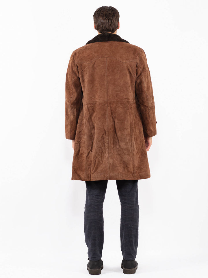 Vintage 70's Men Suede Sherpa Coat in BrownZ2402
