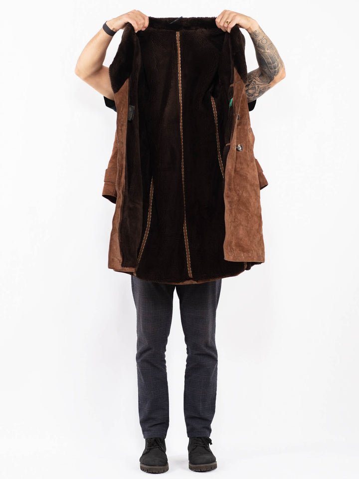 Vintage 70's Men Suede Sherpa Coat in BrownZ2402