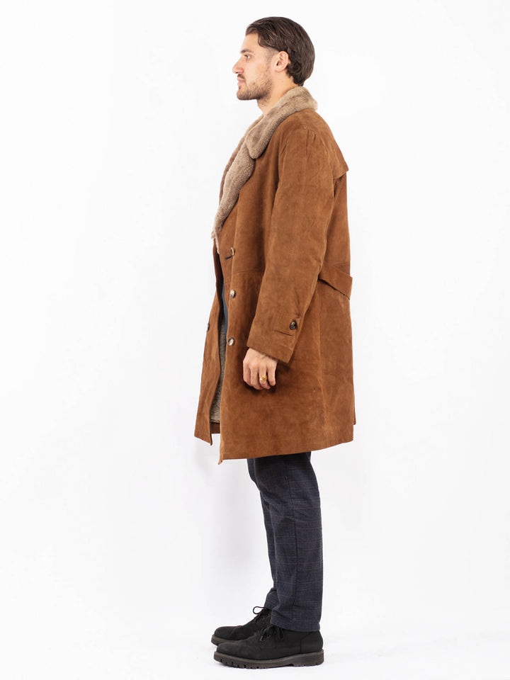 Vintage 70's Men Suede Sherpa Coat in BrownZ2407