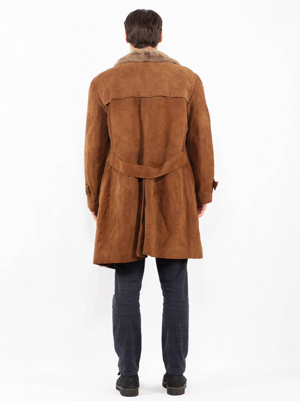 Vintage 70's Men Suede Sherpa Coat in BrownZ2407