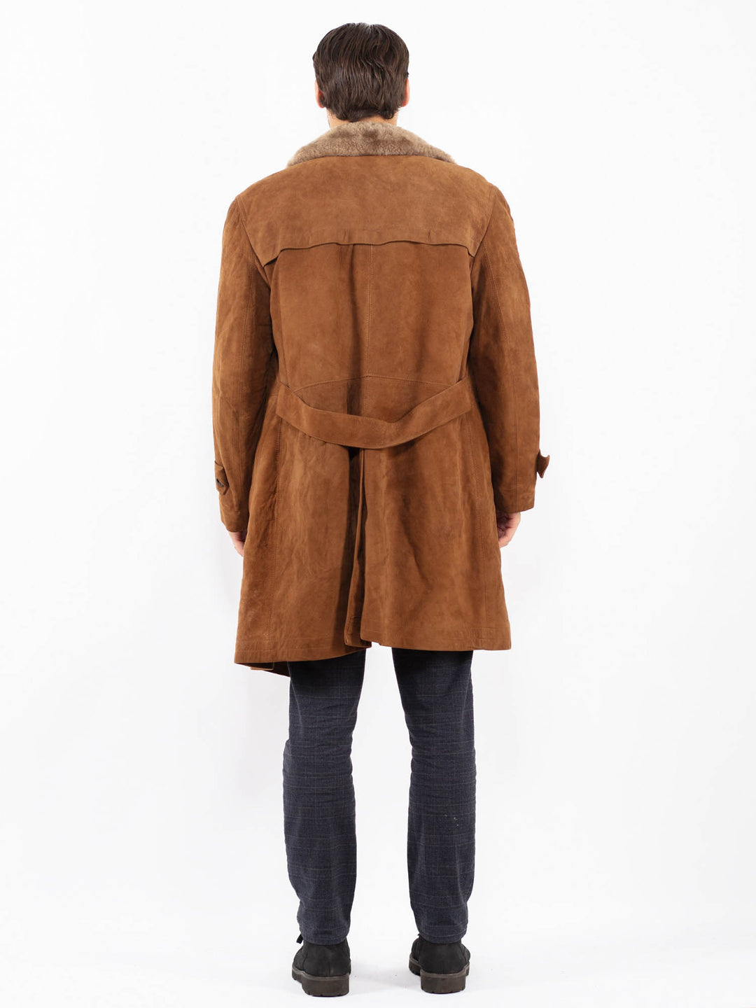 Vintage 70's Men Suede Sherpa Coat in BrownZ2407