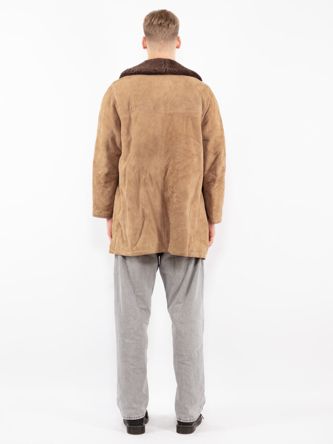 Vintage 70's Men Suede Sherpa Coat in BeigeZ2501