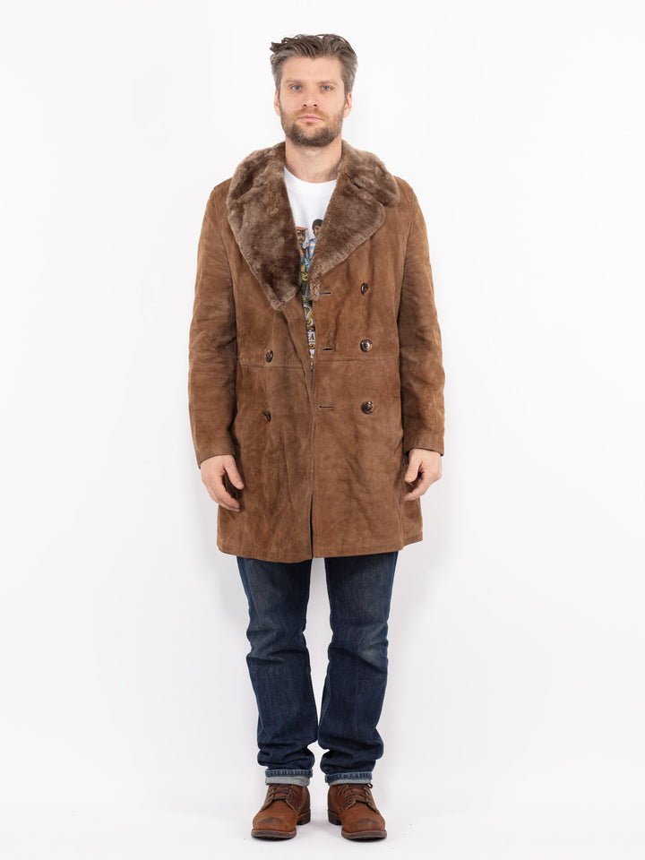 Vintage 70's Men Suede Sherpa Coat in BrownZ2710
