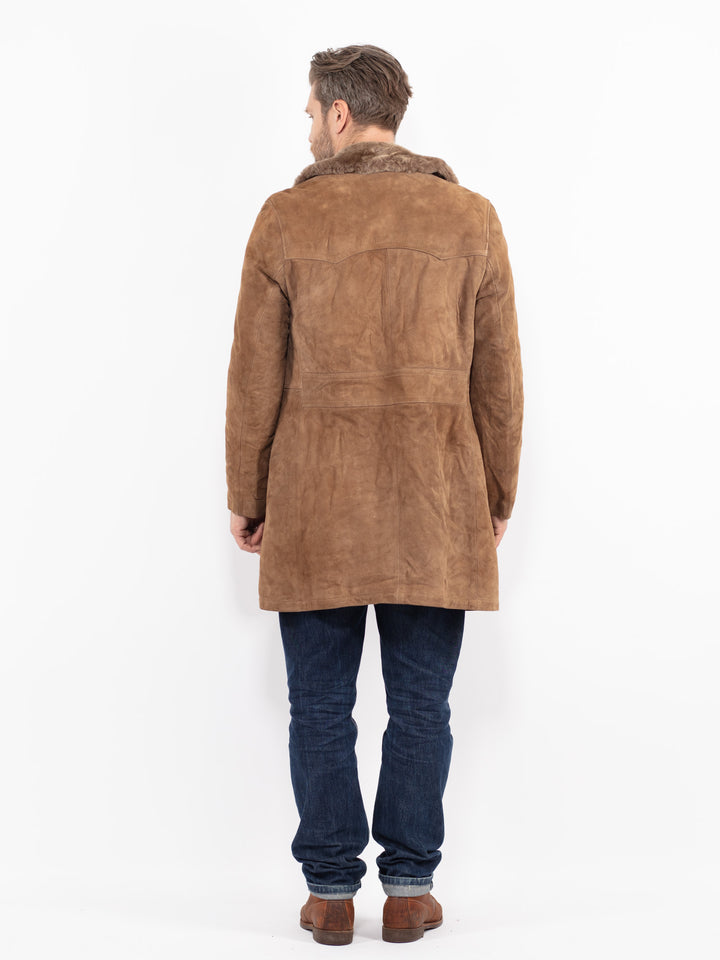 Vintage 70's Men Suede Sherpa Coat in BrownZ2710
