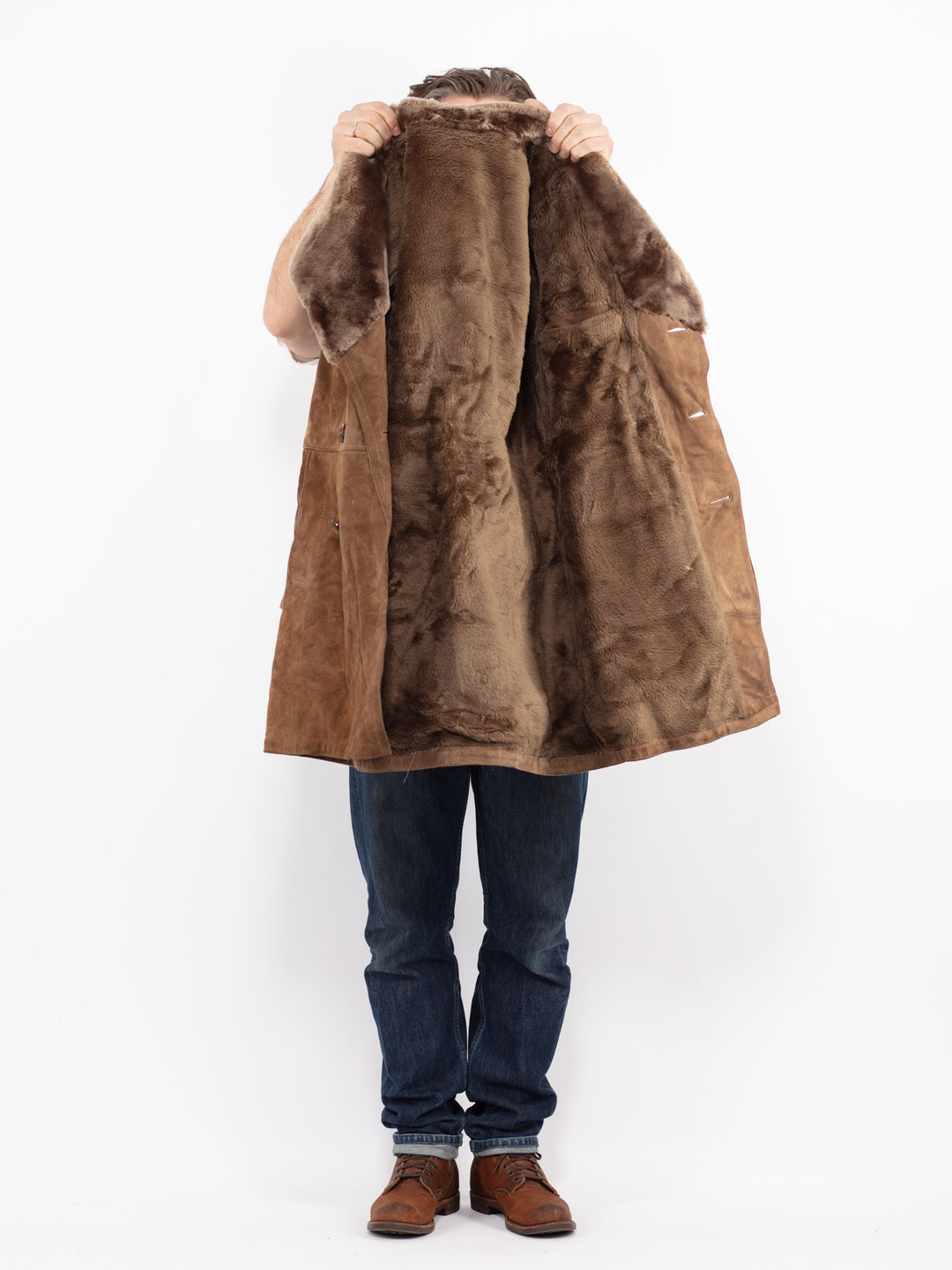 Vintage 70's Men Suede Sherpa Coat in BrownZ2710