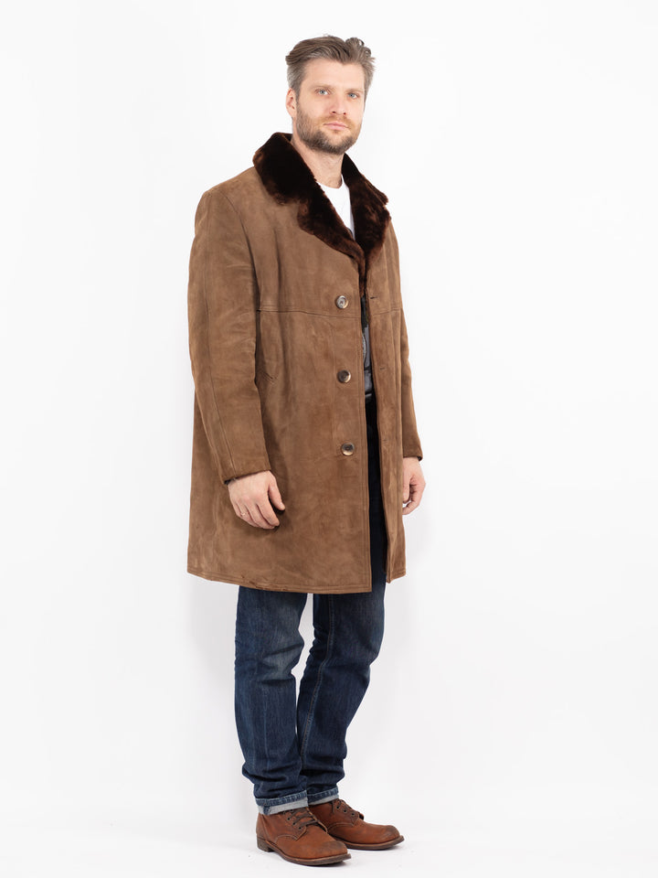 Vintage 70's Men Suede Sherpa Coat in BrownZ2715