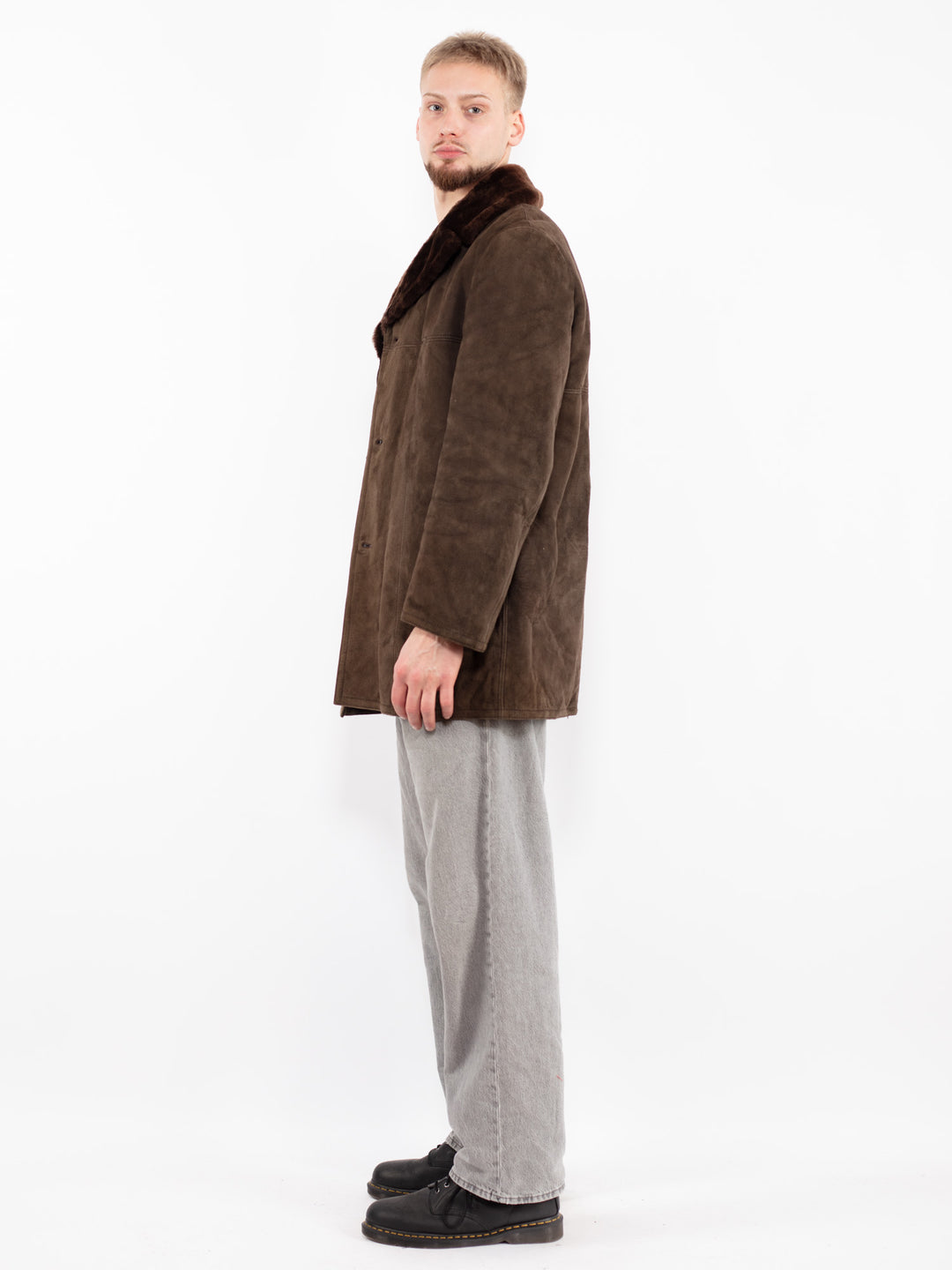 Vintage 70's Men Suede Sherpa Coat in Brown