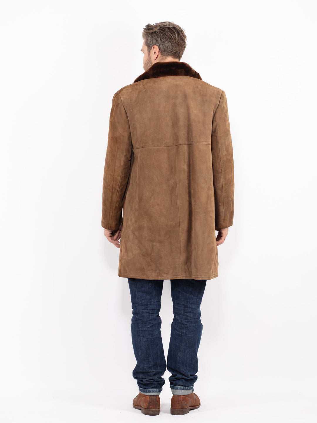 Vintage 70's Men Suede Sherpa Coat in BrownZ2715