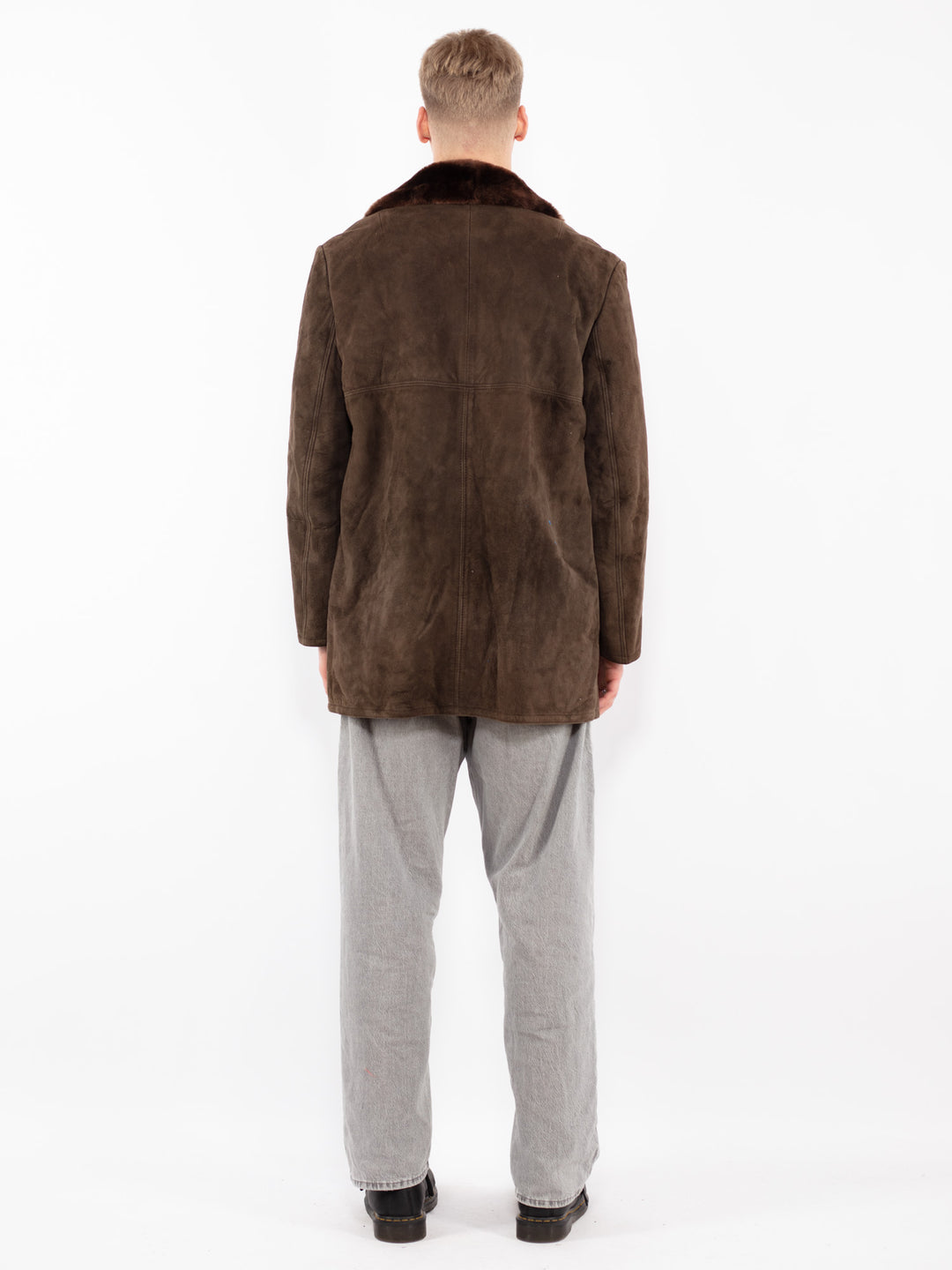Vintage 70's Men Suede Sherpa Coat in Brown