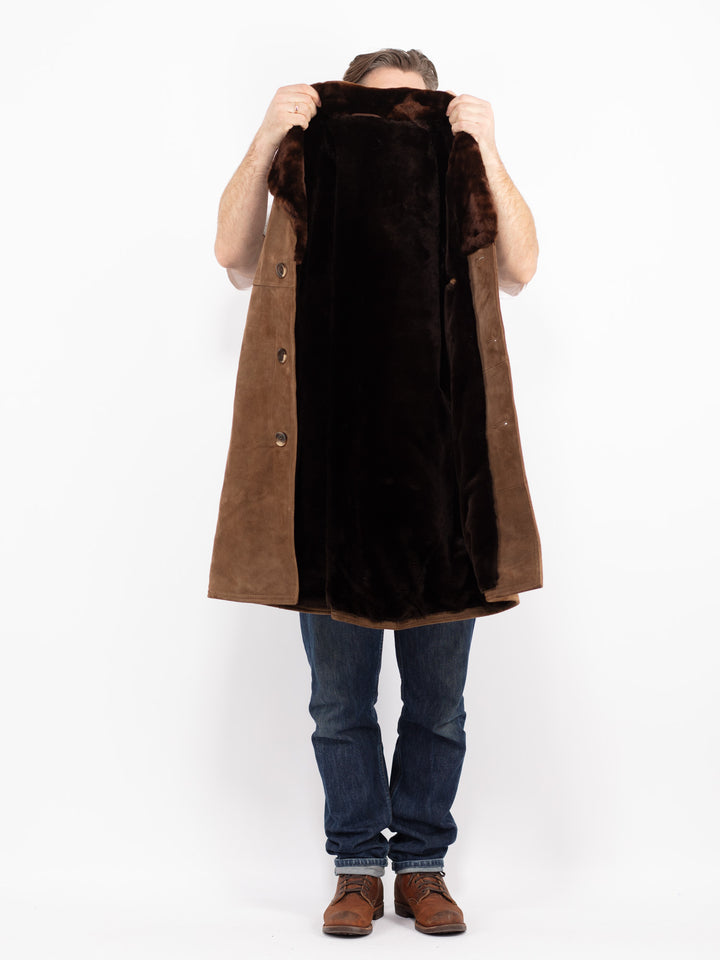 Vintage 70's Men Suede Sherpa Coat in BrownZ2715