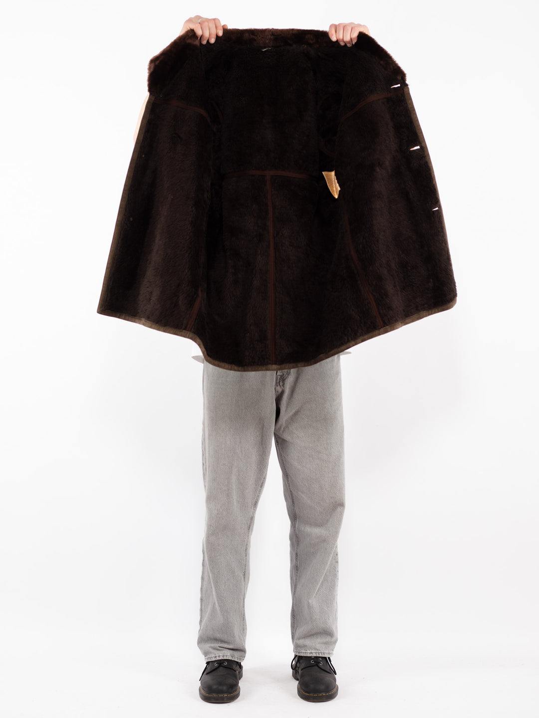 Vintage 70's Men Suede Sherpa Coat in Brown