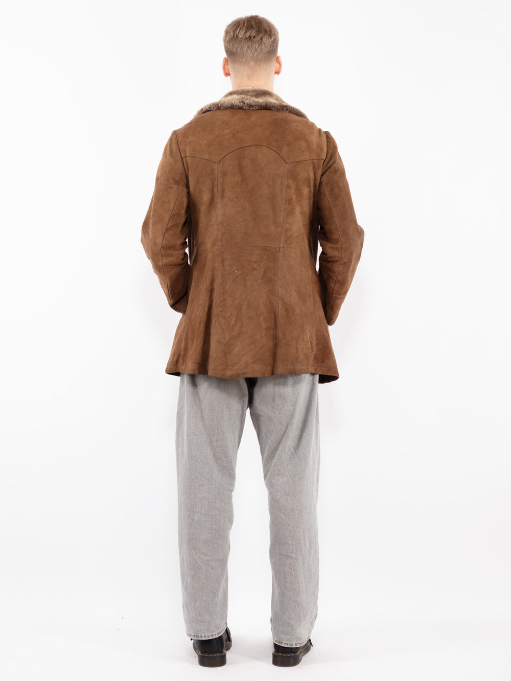 Vintage 70's Men Suede Sherpa Coat in BrownZ2527