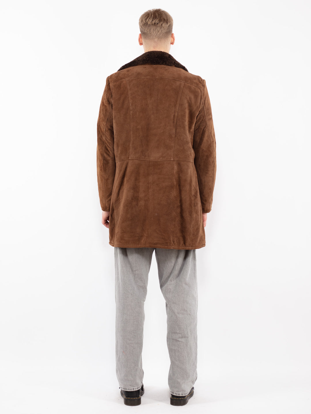 Vintage 70's Men Suede Sherpa Coat in Brown