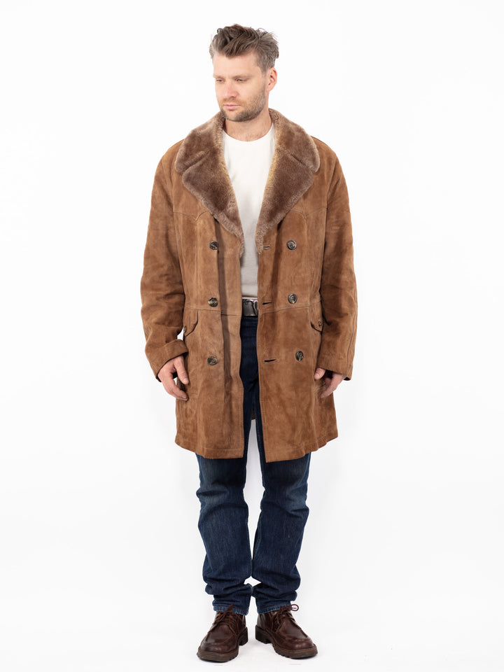 Vintage 70's Men Suede Sherpa Coat in BrownZ2591