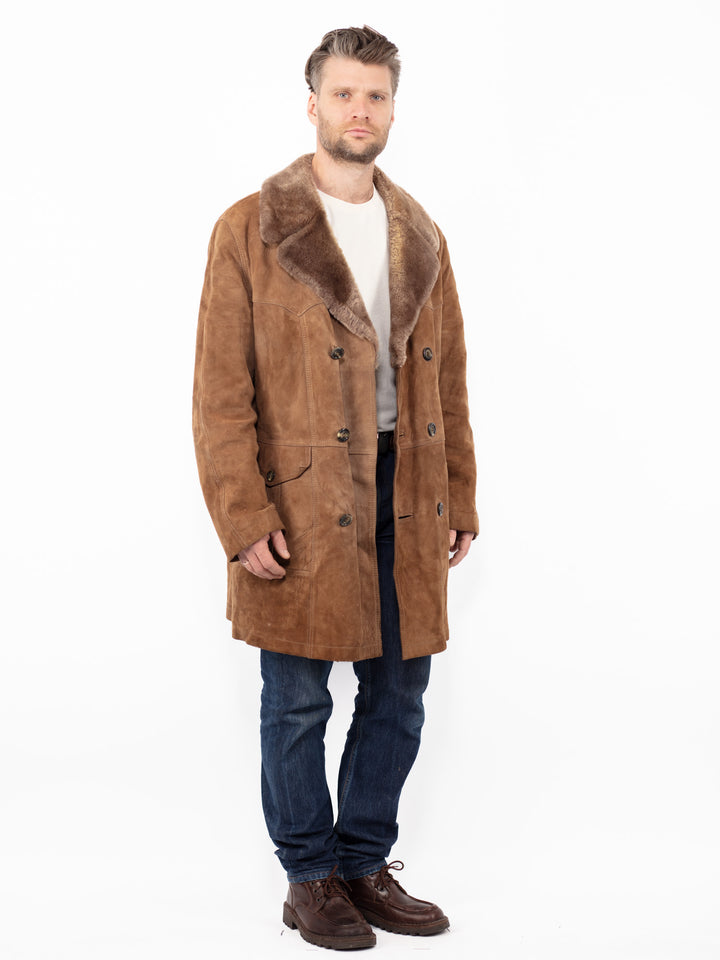 Vintage 70's Men Suede Sherpa Coat in BrownZ2591