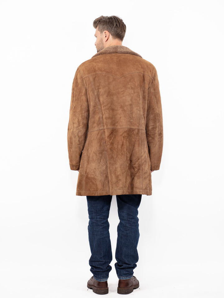 Vintage 70's Men Suede Sherpa Coat in BrownZ2591