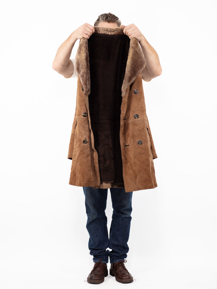 Vintage 70's Men Suede Sherpa Coat in BrownZ2591