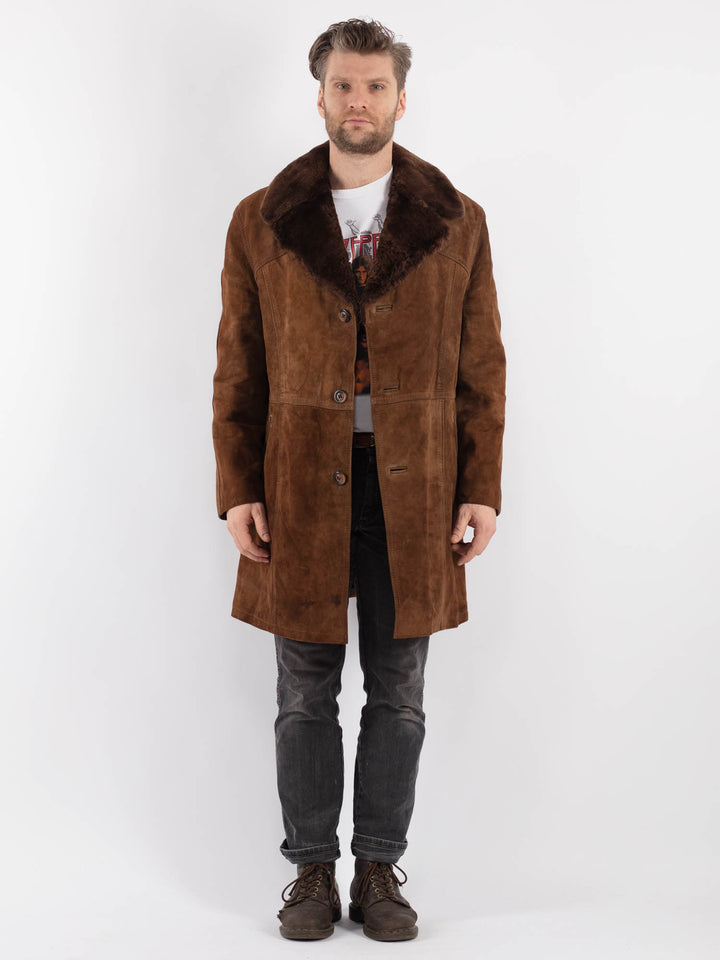 Vintage 70's Men Suede Sherpa Coat in BrownZ569