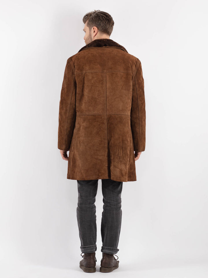 Vintage 70's Men Suede Sherpa Coat in BrownZ569