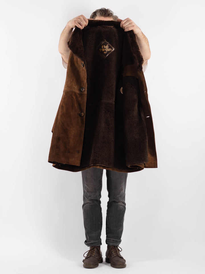 Vintage 70's Men Suede Sherpa Coat in BrownZ569