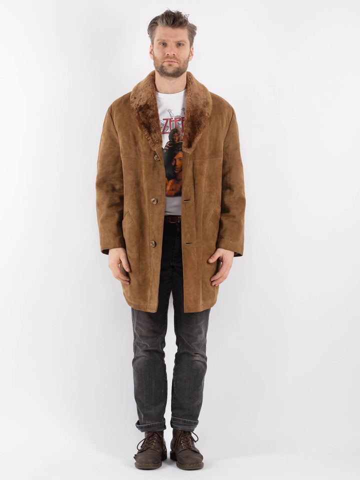 Vintage 70's Men Suede Sherpa Coat in BrownZ573