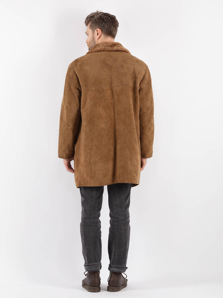 Vintage 70's Men Suede Sherpa Coat in BrownZ573
