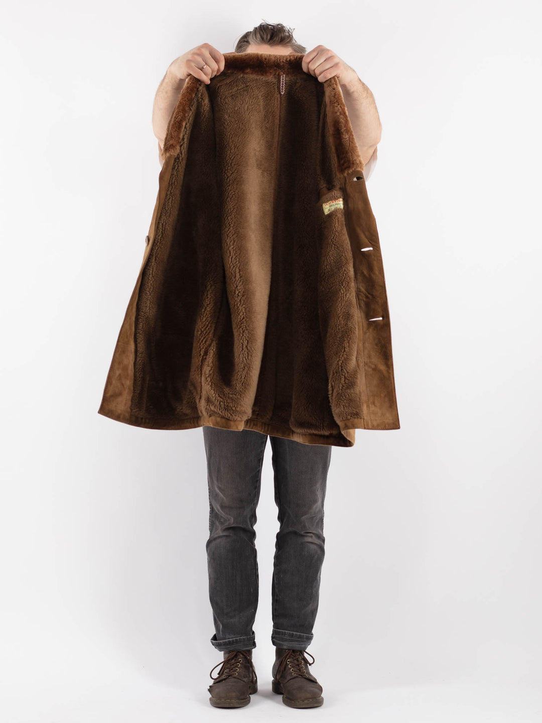 Vintage 70's Men Suede Sherpa Coat in BrownZ573