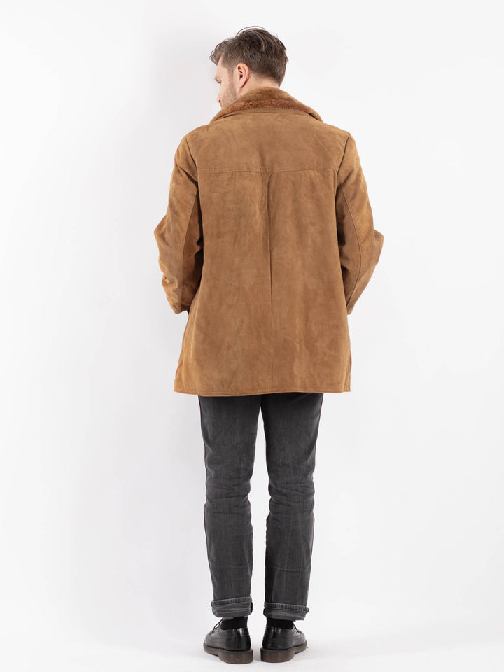 Vintage 70's Men Suede Sherpa Coat in BeigeZ506